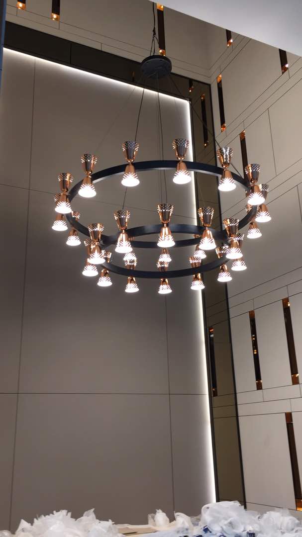 Copper chandelier — first light