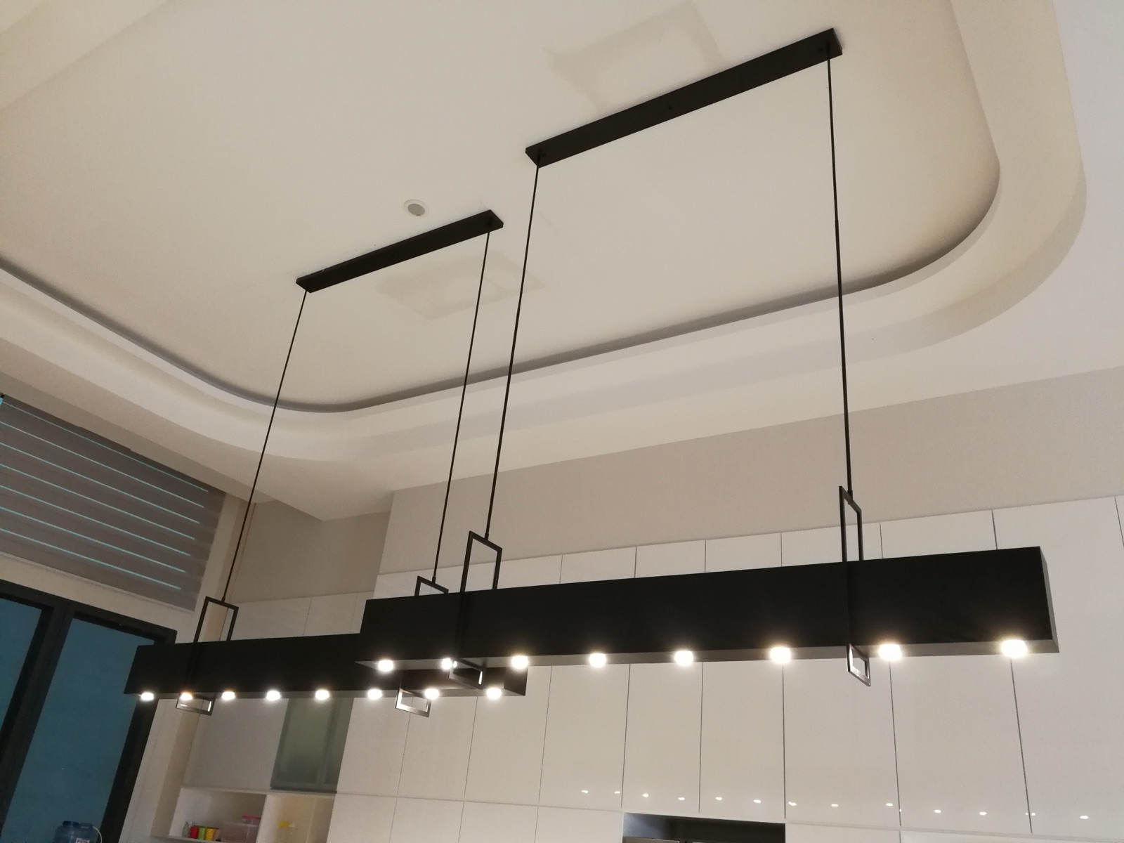 Linear black pendants