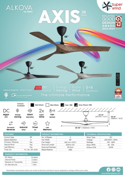 Alkova AXIS brochure 2025_3B — Alkova Ceiling Fan