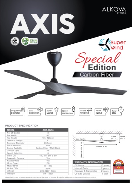 Alkova Axis - Carbon Fiber — Alkova Ceiling Fan