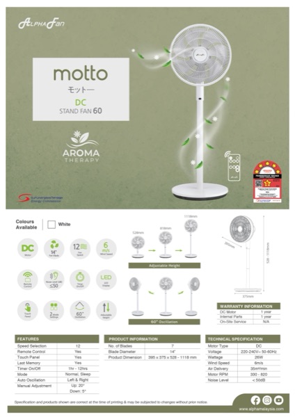 AlphaFan Motto DC Stand Fan 60 — AlphaFan Ceiling Fan