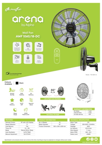 Arena AWF1060 — Arena Ceiling Fan
