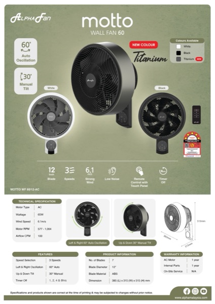Motto WF60 Titanium Brochure (260304) — Motto Ceiling Fan