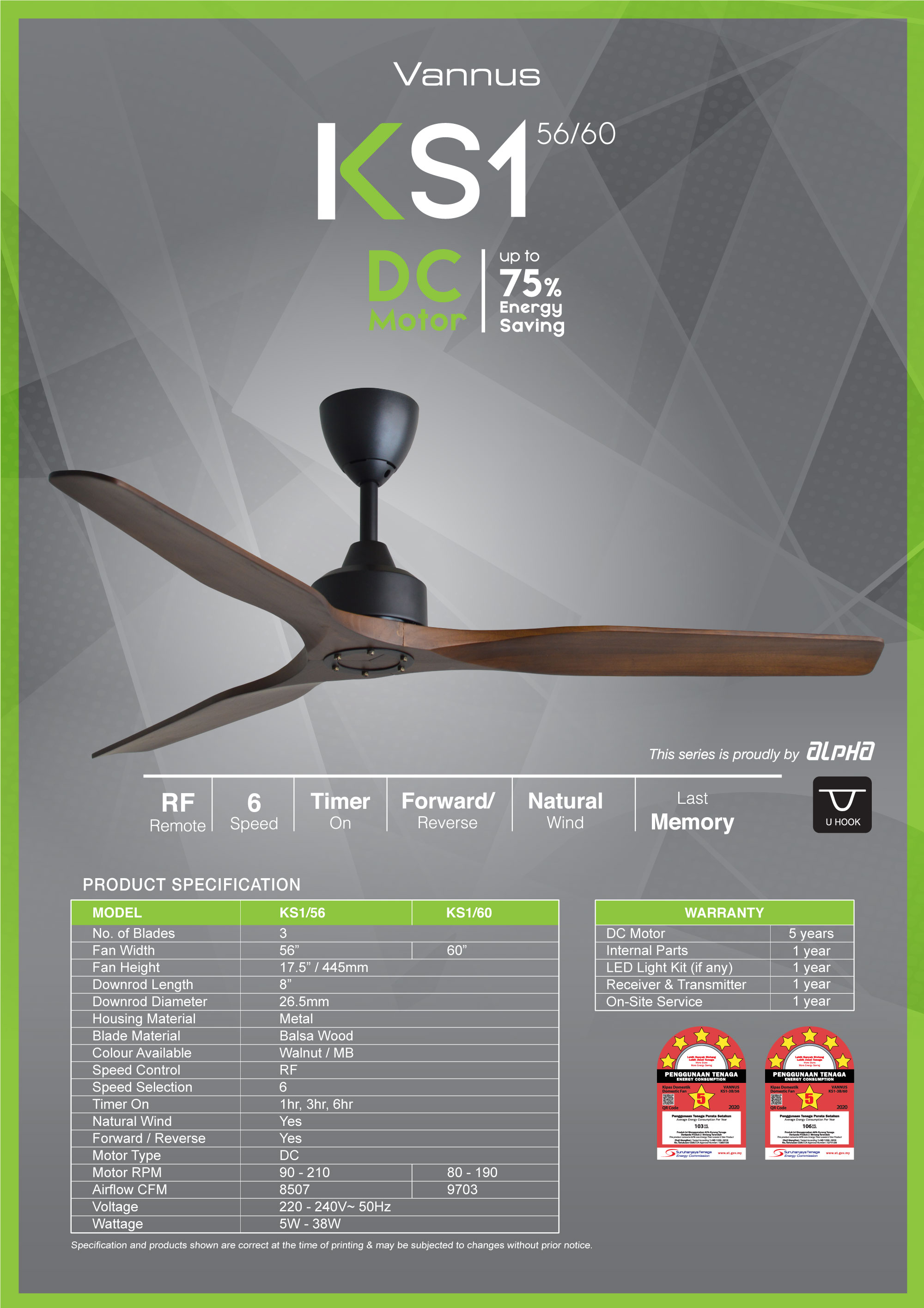 Vannus KS1 — Vannus Ceiling Fan