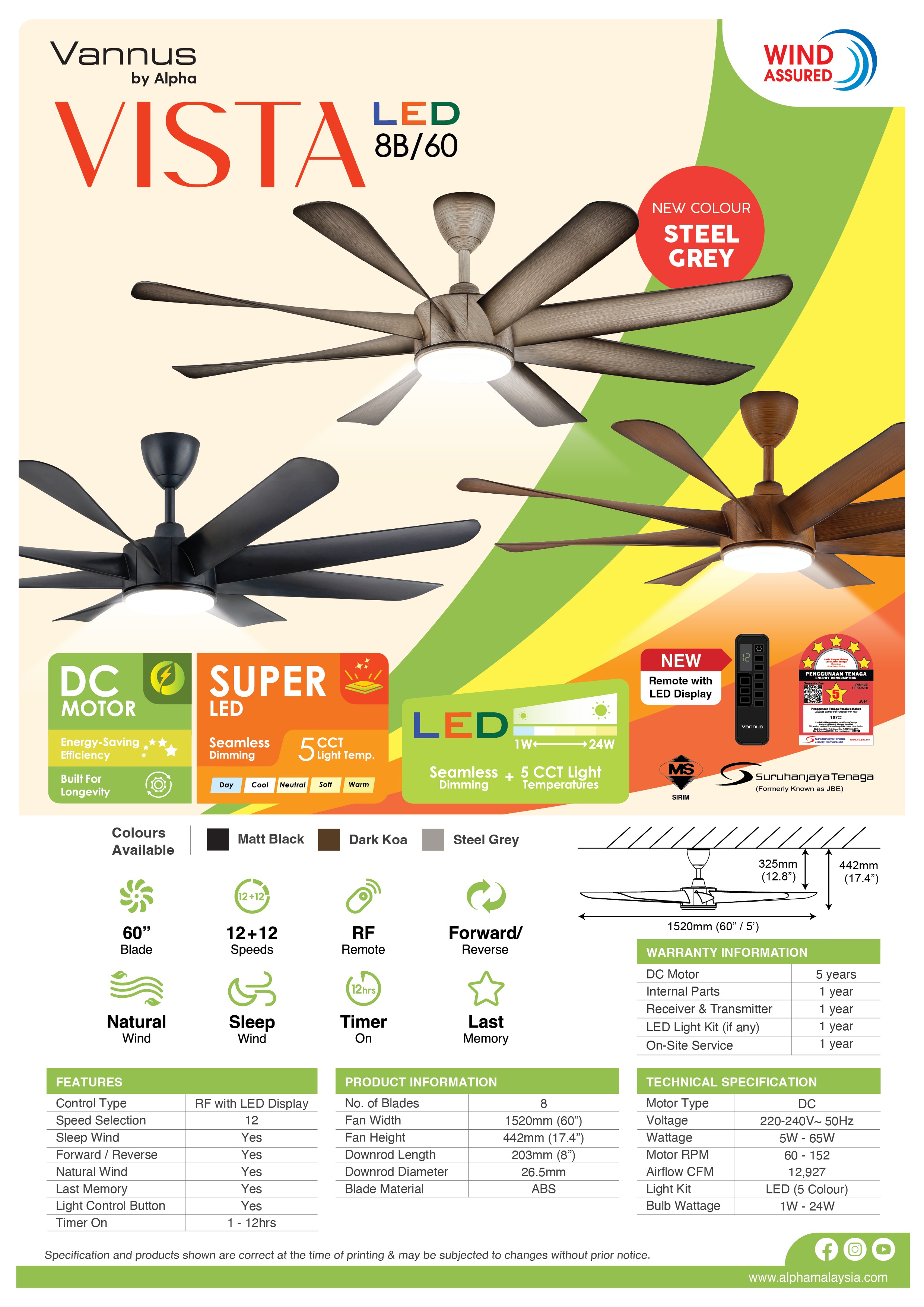 Vannus Vista (New Colour Steel Grey) 041225 — Vannus Ceiling Fan