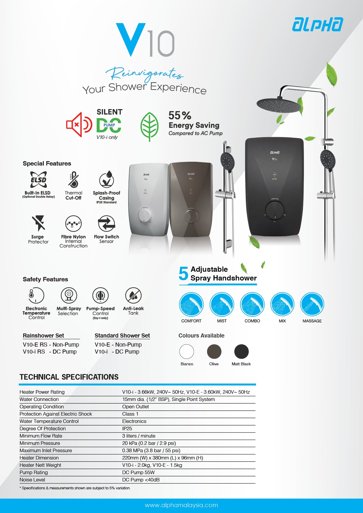 V10 Series all Col — Alpha Instant Water Heater