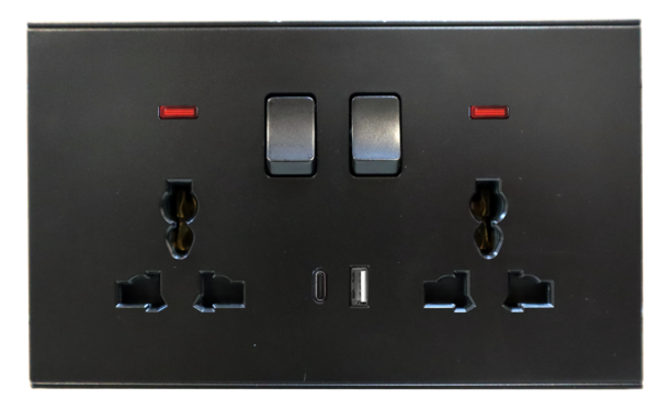 ELE-ELE-2G-13A-B-TYPE-A-C-BK — Retouch Switch & Socket
