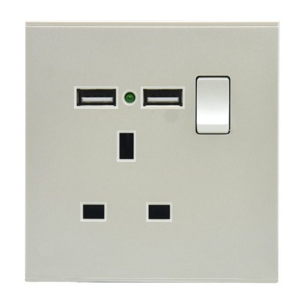 ELE-FLATUSB-PW — Retouch Switch & Socket
