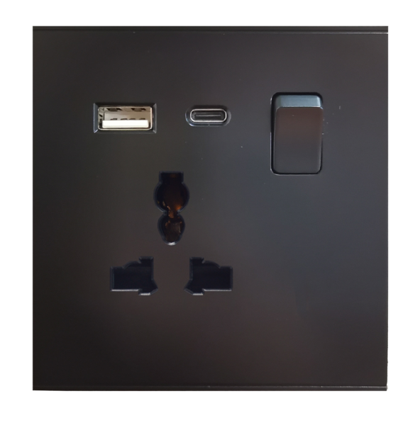 ELE-TYPE-C-BLACK-MULTIPLE — Retouch Switch & Socket